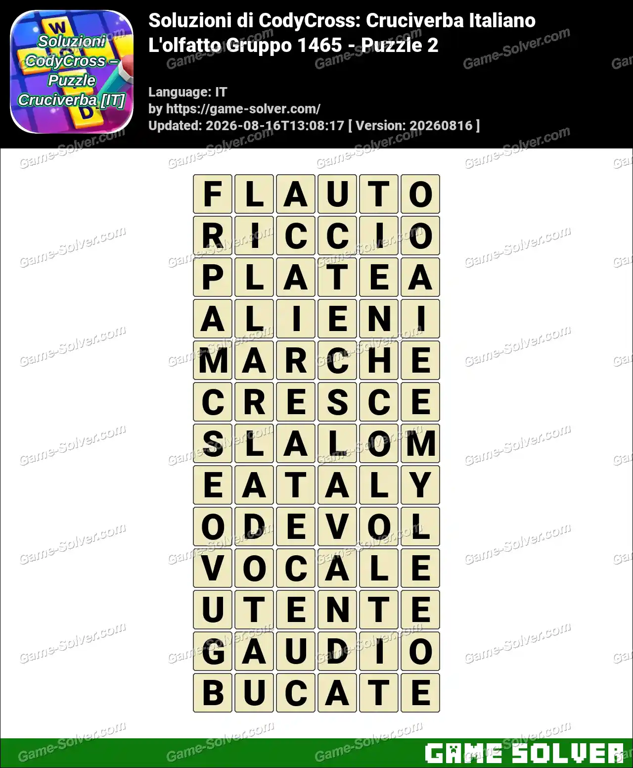 Soluzioni di CodyCross: Cruciverba Italiano L’olfatto Gruppo 1465 – Puzzle 2